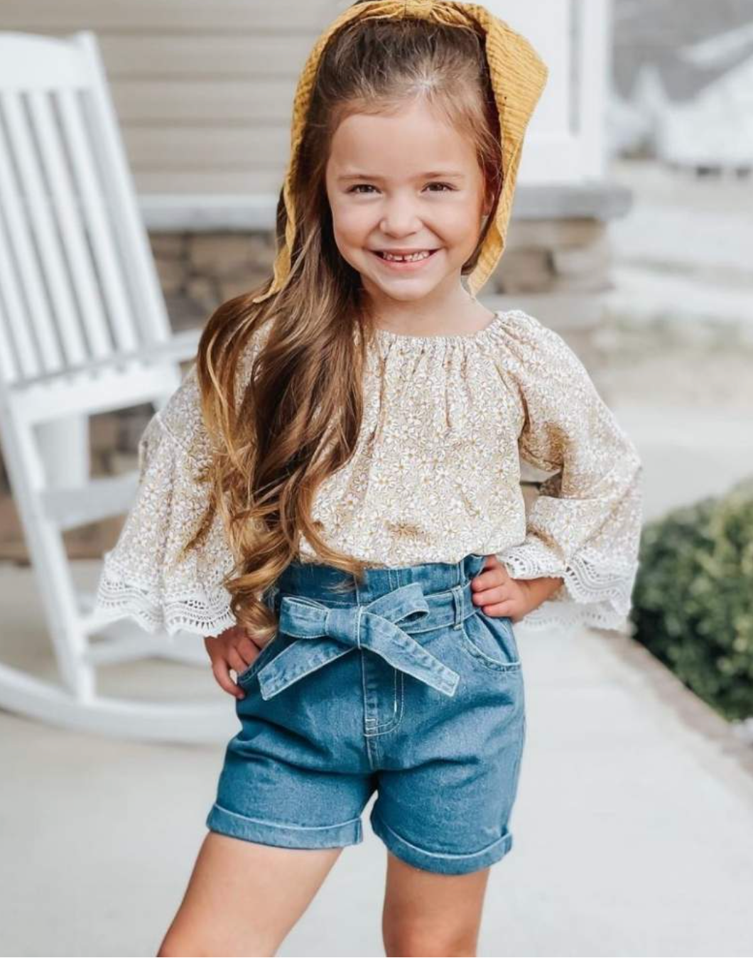Harper Tie-Waist Denim Shorts- Blue