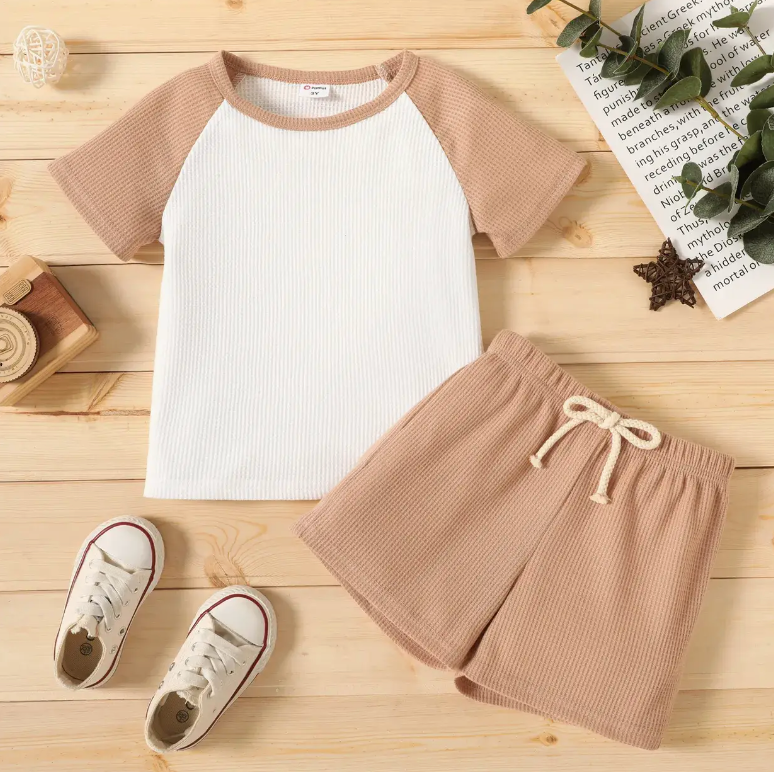 2 Pc Tee & Short Set - Brown