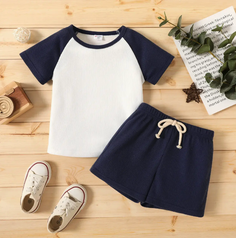 2 Pc Tee & Short Set- Dark Blue