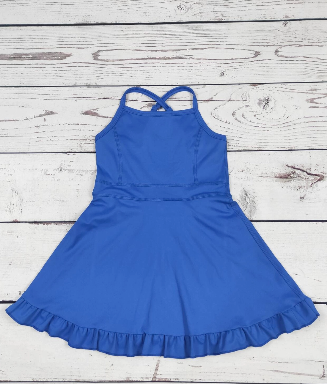 Blue Girls Athletic Dress with Ruffle