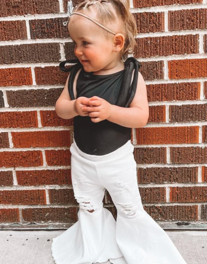 White Distressed Bell Bottoms