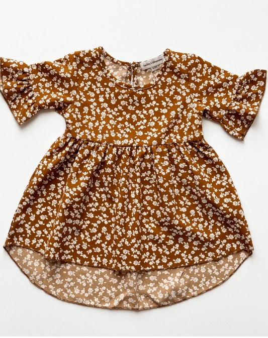 Spencer Ruffle Sleeve High-Low Dress - Russet Floral