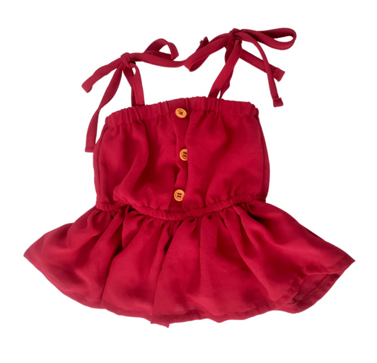 Deep Red Tie Top