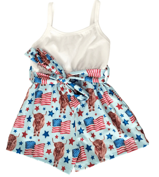 Betty Romper - Patriotic Cows