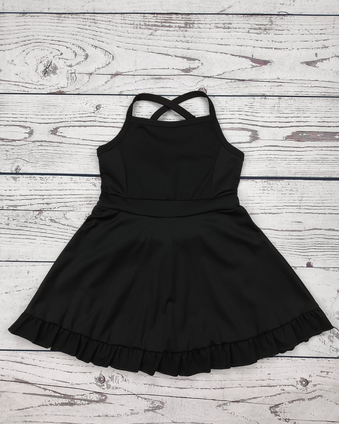 Black Girls Athletic Dress with Ruffle