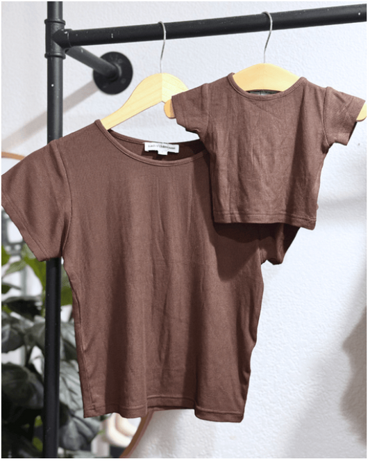 Ava Ribbed Tee - Smokehouse Brown