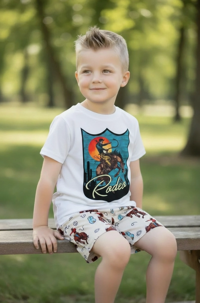 Previously ordered  Rodeo White T-Shirt with Western Shorts