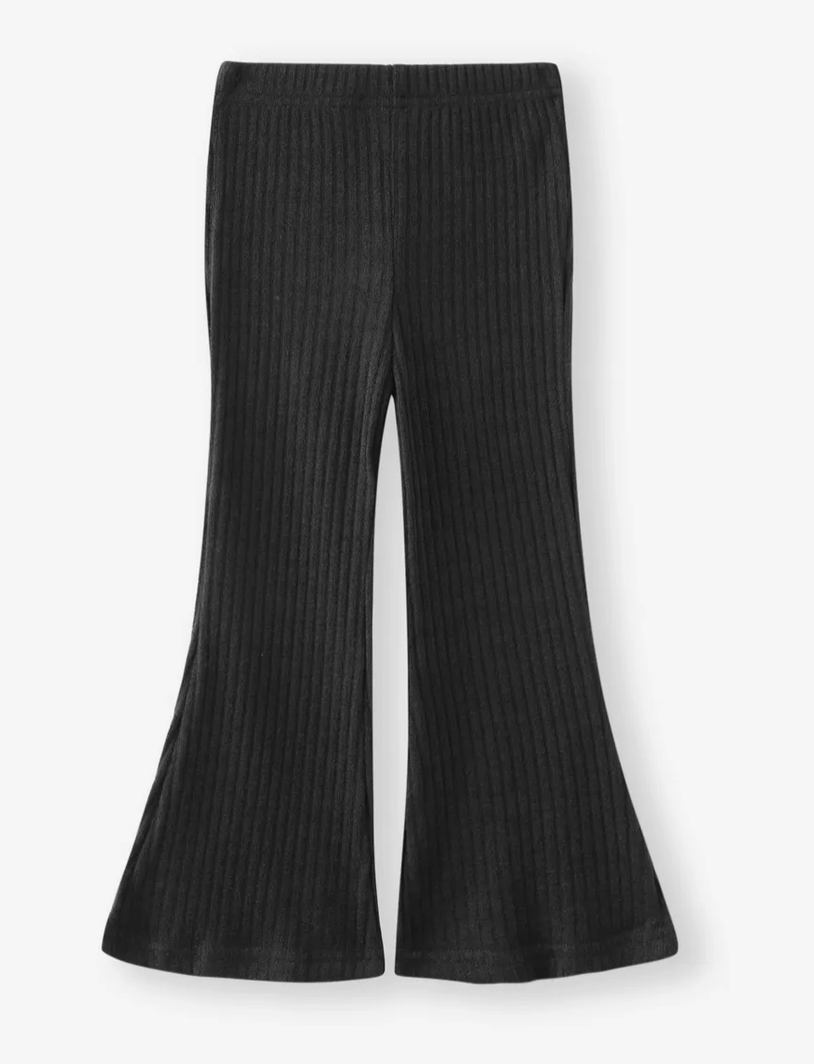 Toddler Ribbed Flared Pants | Black