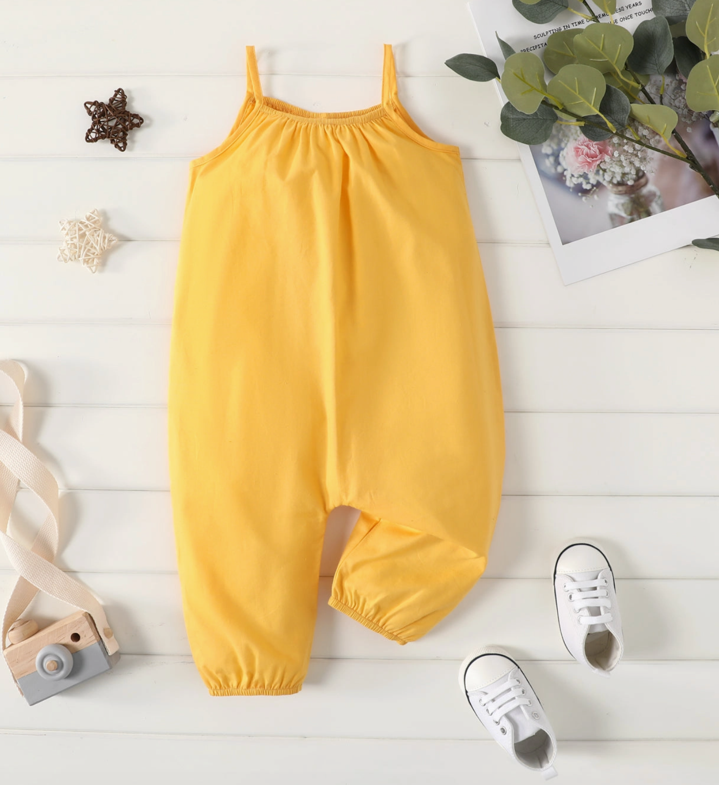 Sleeveless Spaghetti Romper- Yellow